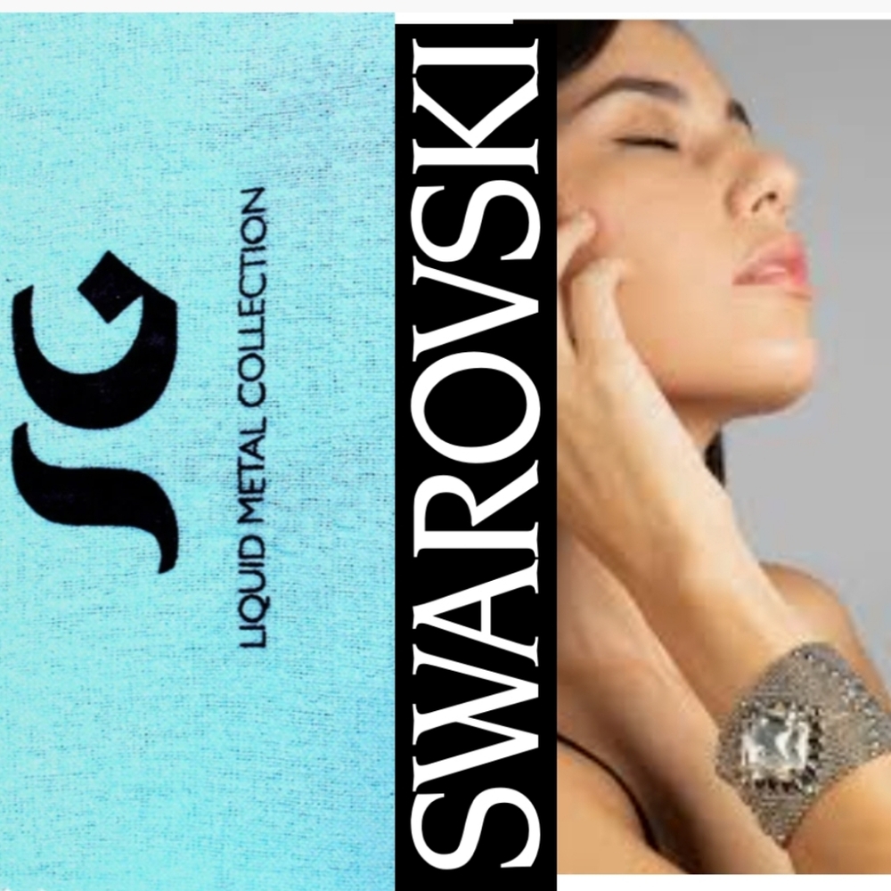 Stunning Swaroski x SG Liquid Metal silver Bracelet